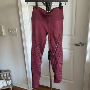 Never Worn Victoria Sport Wine Color Leggings with Hole Pattern